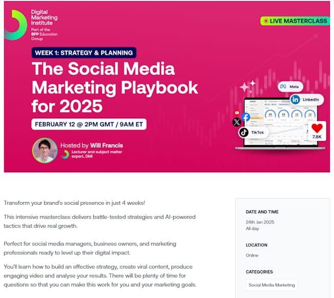 Example of webinar masterclass from DMI